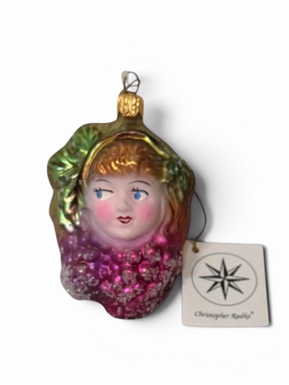 Christopher Radko "Bordeaux Girl" Girl with Grapes Glass Ornament 1994